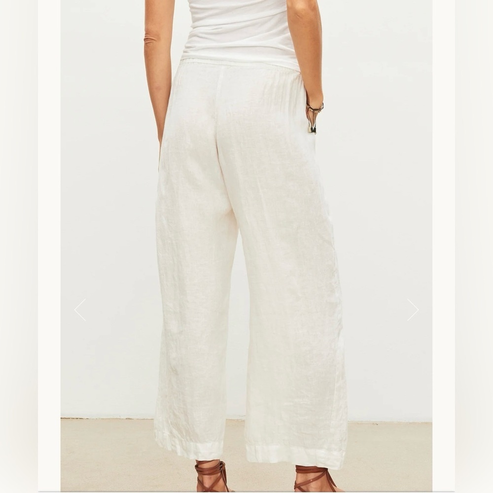 CYNTHIA ROWLEY White Linen Flare Wide-leg Pants - Picture 2 of 10